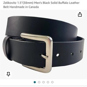 Zelikovitz Black leather belt.  NEW Size 36 for a 34 waist.